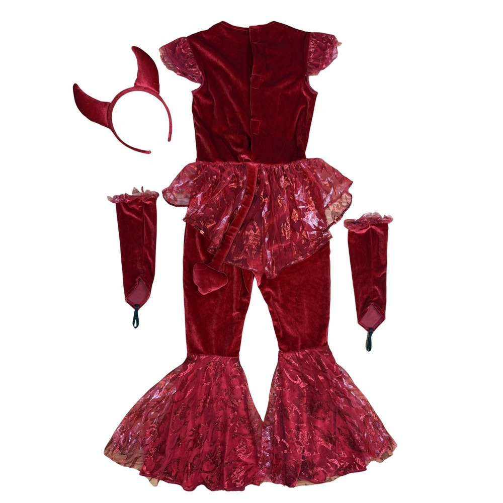 Spirit Halloween Devil Diva Kids Devil Costume Size Small 4-6 Sassy Devil Flames - Picture 4 of 17